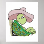 cute turtle wearing sombrero posters