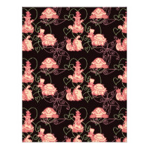 Cute Turtles Black and Pink Pattern Custom Invitations