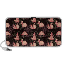 Cute Turtles Black and Pink Pattern iPod Speakers