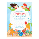 Cute Under The Sea Mermaid Birthday Invitation
