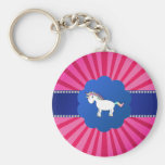 Cute unicorn pink sunburst keychain