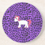 Cute unicorn purple leopard coasters