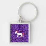 Cute unicorn purple leopard keychain
