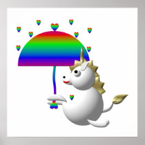 Cute unicorn with an umbrella