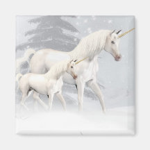 Cute Unicorns In Snow 1 Magnets