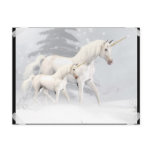 Cute Unicorns In Snow 1 postcards