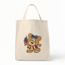 cute USA patriotic girl teddy bear design Canvas Bags