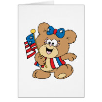 cute USA patriotic girl teddy bear design Greeting Card
