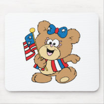 cute USA patriotic girl teddy bear design Mousepads