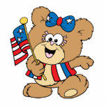 cute USA patriotic girl teddy bear design photo sculptures