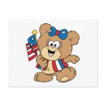 cute USA patriotic girl teddy bear design Postcards