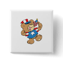 cute USA patriotic teddy bear design Pin