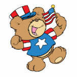 cute USA patriotic teddy bear design photo sculptures