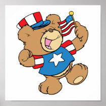 cute USA patriotic teddy bear design Print
