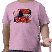 Cute Valentine Puppy with Heart T-shirt for Kids
