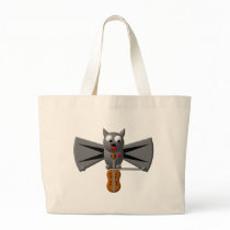 Cute vampire bat playing the violin tote bag