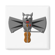 Cute vampire bat playing the violin