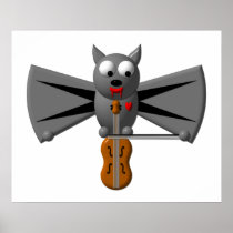 Cute vampire bat playing the violin