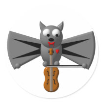 Cute vampire bat playing the violin