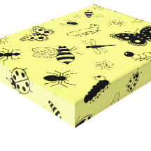 Cute Vector Bugs & Butterflies (Lemon Yellow Back) Stretched Canvas Print