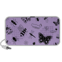 Cute Vector Bugs & Butterflies (Lilac Purple Back) Notebook Speakers