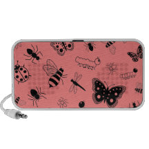 Cute Vector Bugs & Butterflies (Poppy Red Back) Portable Speaker