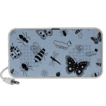 Cute Vector Bugs & Butterflies (Sky Blue Back) iPhone Speakers