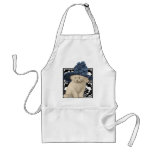 Cute Vintage Cat on Damask Blue Hat Apron