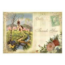 Cute Vintage Church Thank You Wedding Custom Invite