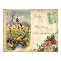 Cute Vintage Church Wedding Invitation