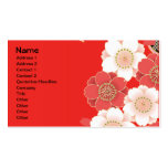 Cute Vintage Floral Red White Vector Business Cards