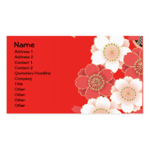 Cute Vintage Floral Red White Vector Business Cards