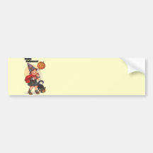 Cute Vintage Happy Halloween Trick or Treater Bumper Sticker