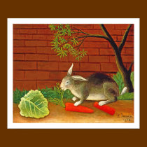 Cute vintage Pet Bunny Rabbit Fine Art Painting posters