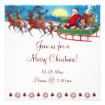 Cute Vintage Santa Clause Christmas Invitations