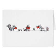 Cute Vintage Squirrels Reading Books Card