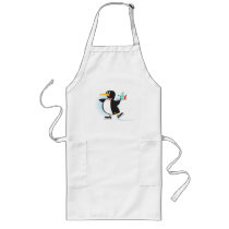 cute waiter penguin on skates aprons