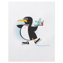 cute waiter penguin on skates flyer