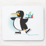 cute waiter penguin on skates mousepads