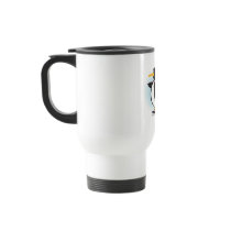 cute waiter penguin on skates mug
