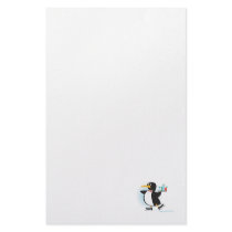 cute waiter penguin on skates custom stationery