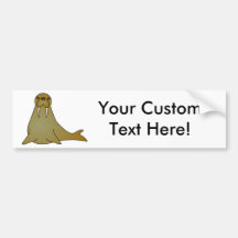 Cute Walrus Cartoon Bumper Stickers