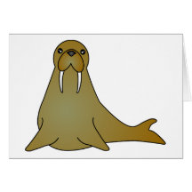 Cute Walrus Cartoon Greeting Card