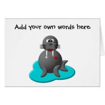 Cute walrus in water greeting cards