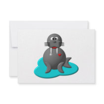 Cute walrus in water