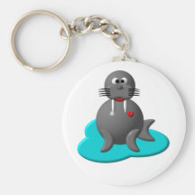 Cute walrus in water key chain