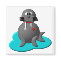 Cute walrus in water