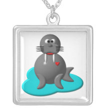 Cute walrus in water necklaces