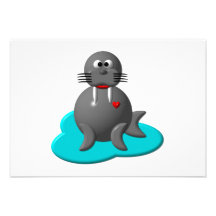 Cute walrus in water personalised invites