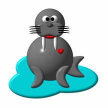 Cute walrus in water photo cut outs
